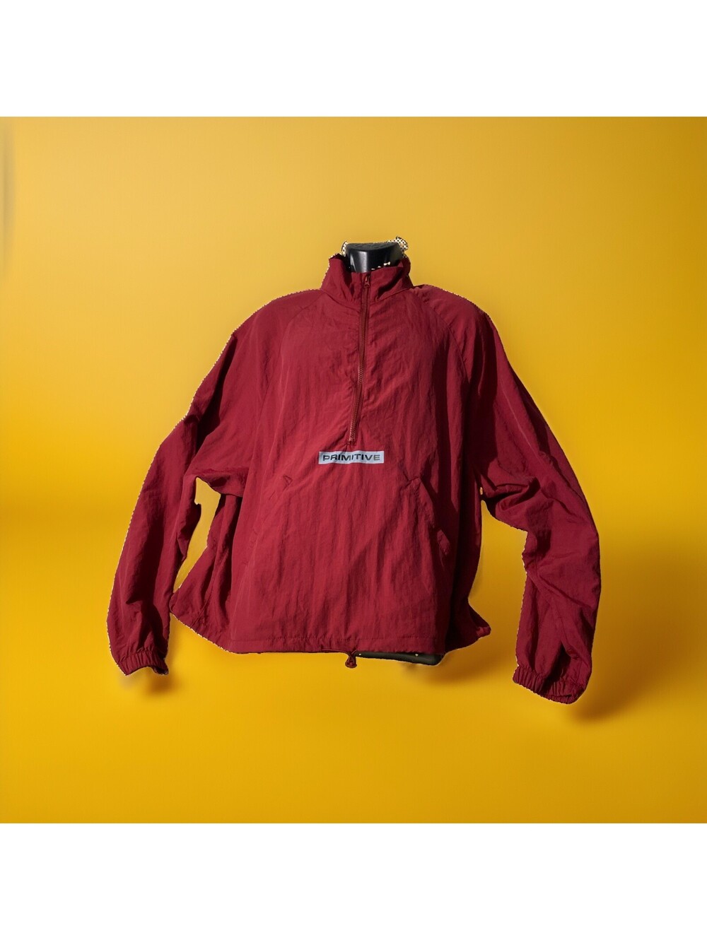 Primitive Windbreaker Jacket Mens Medium Burgundy 3/4 Zip Nylon